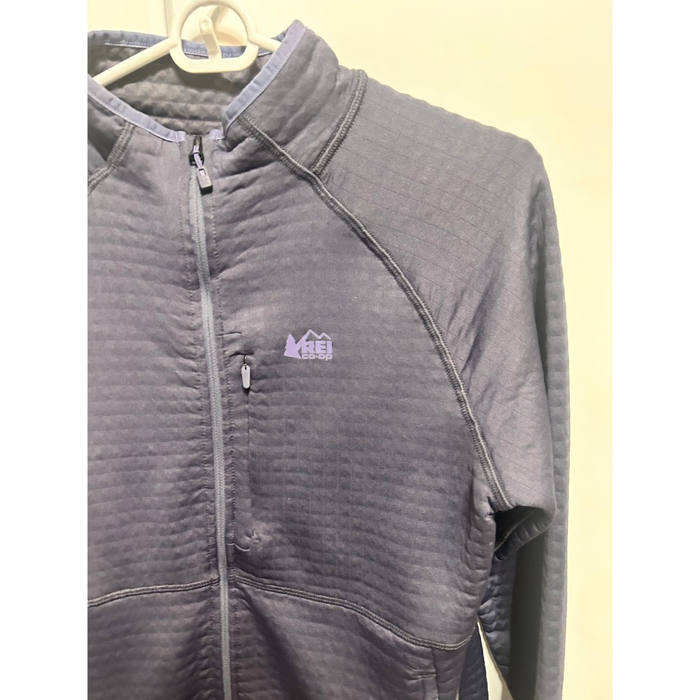 REI Co-op Mens Hyperaxis Grid Fleece Jacket Full Zip Blue Medium Hiking Layer - Picture 4 of 16